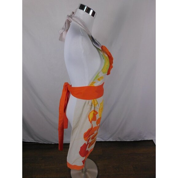 Ladelle Fall Leaves Pumpkins Apron - Ruffle Halter Cotton One Size - NWT - Picture 7 of 12